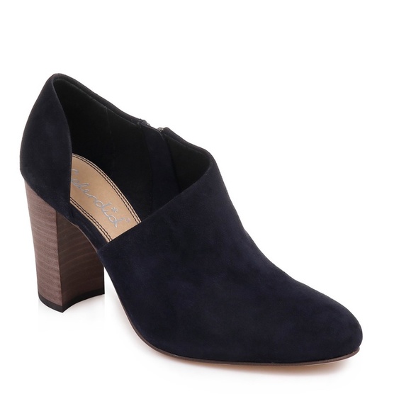 Genuine Suede Side Cutout Block Heel Ankle Bootie - Picture 1 of 2